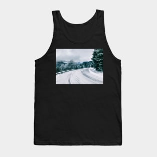 Norway in Wintertime - Valley and Snow-Covered Mountain Road Tank Top